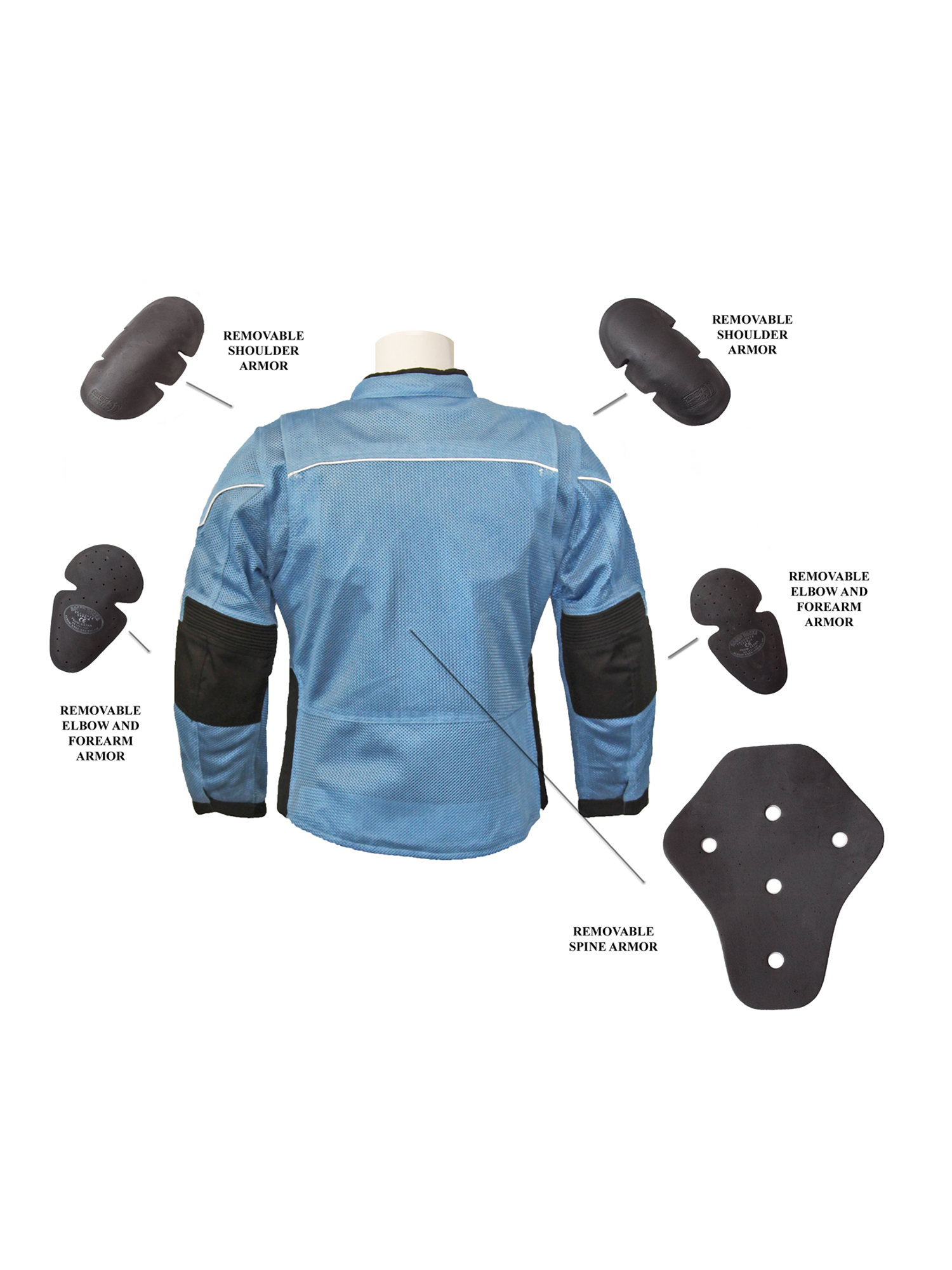 RoadDog Hurricane Mesh Motorcycle Riding Jacket Powder Blue Women's - Picture 9 of 15