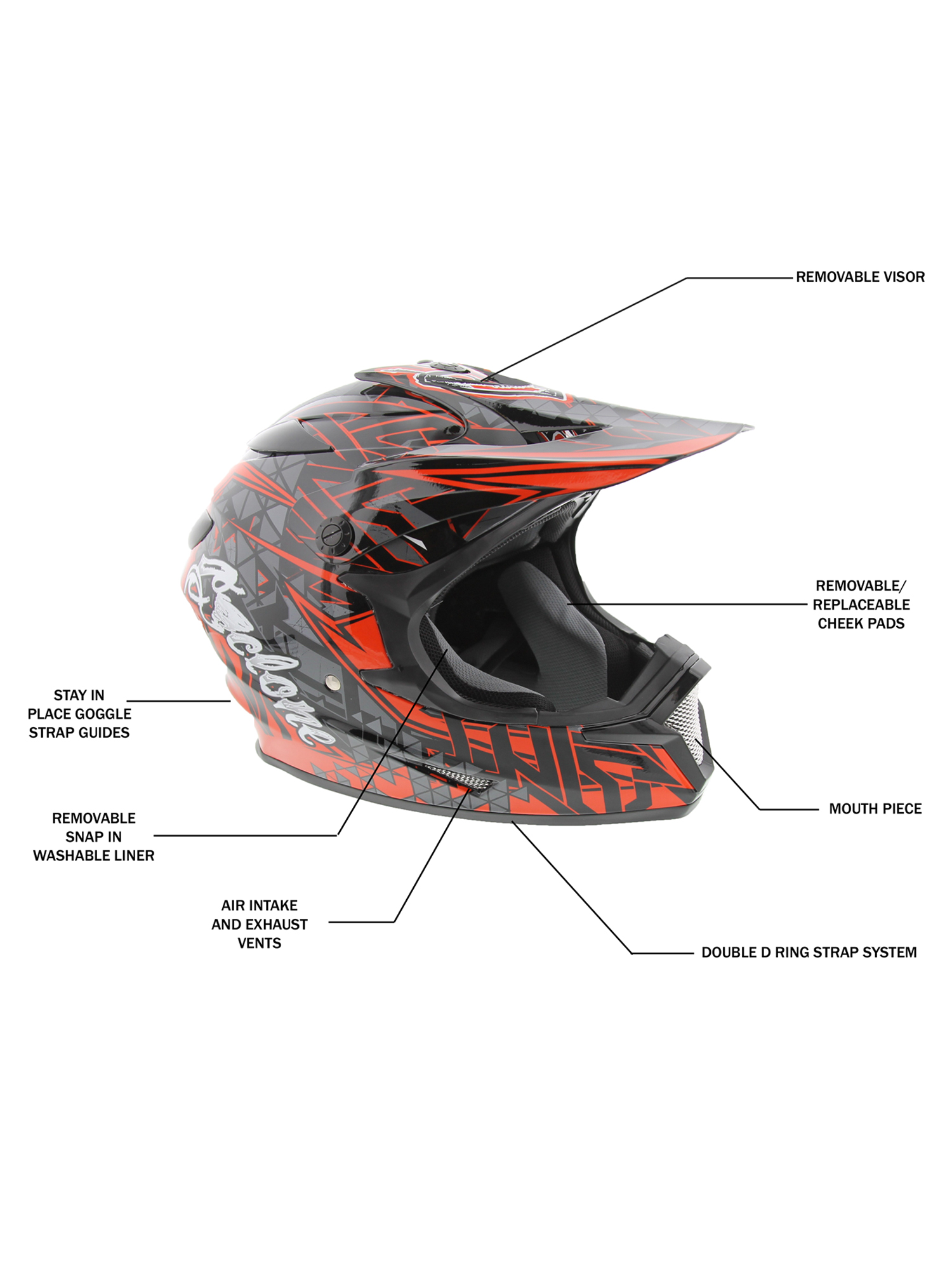 Cyclone ATV MX Motocross Dirt Bike Off-Road Helmet DOT/ECE Approved - Red - Picture 10 of 35